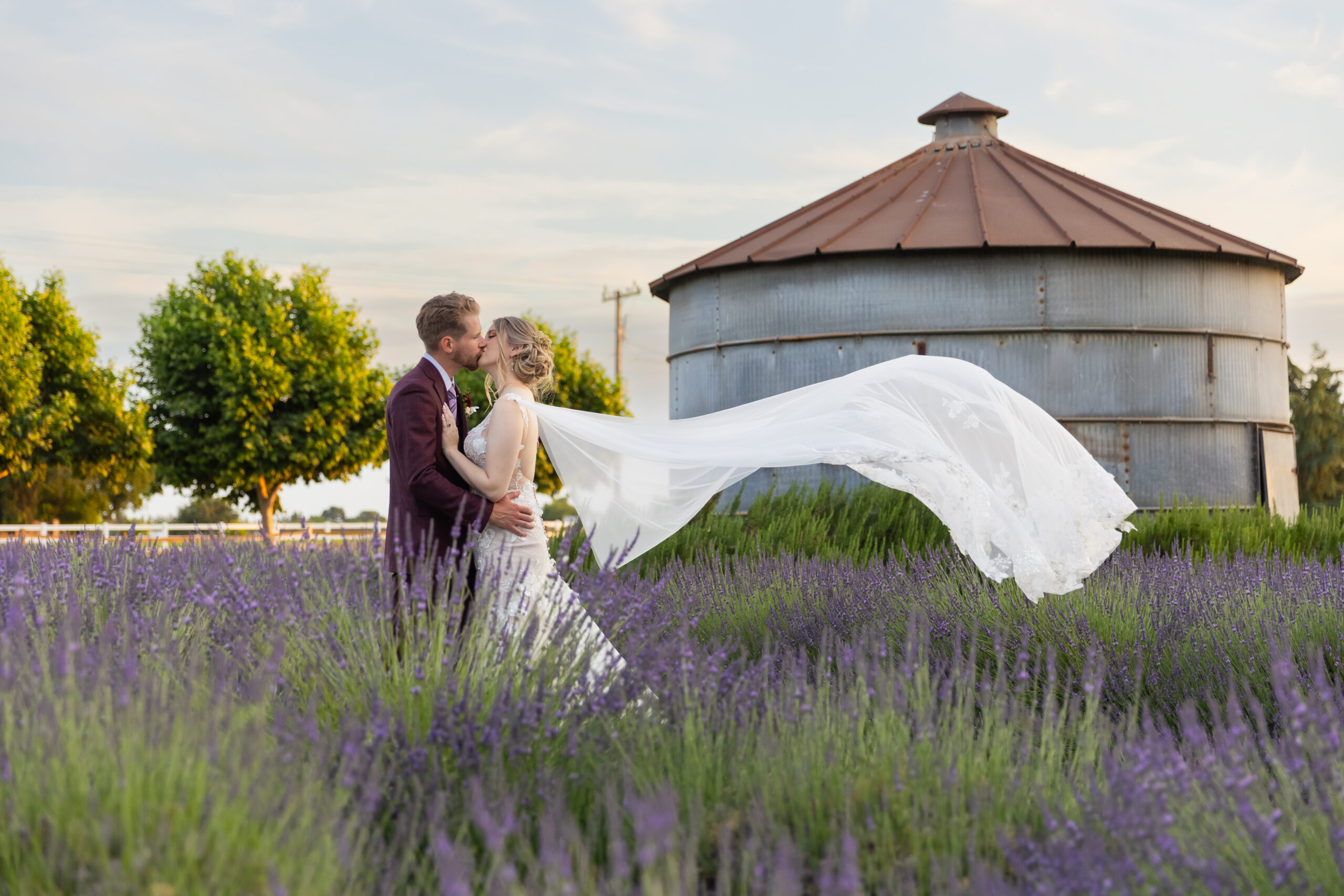 Leah & Michael in a field of lavendar at Pageo